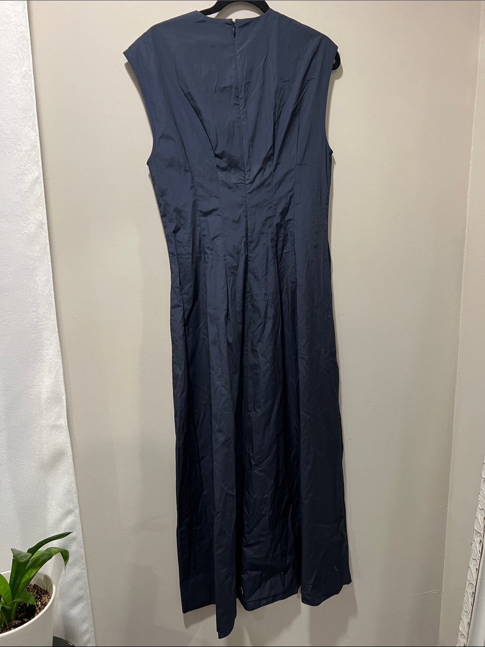 rag & bone Ines Pleated Poplin Maxi Dress Sleeveless Navy Size 8 - Picture 8 of 14